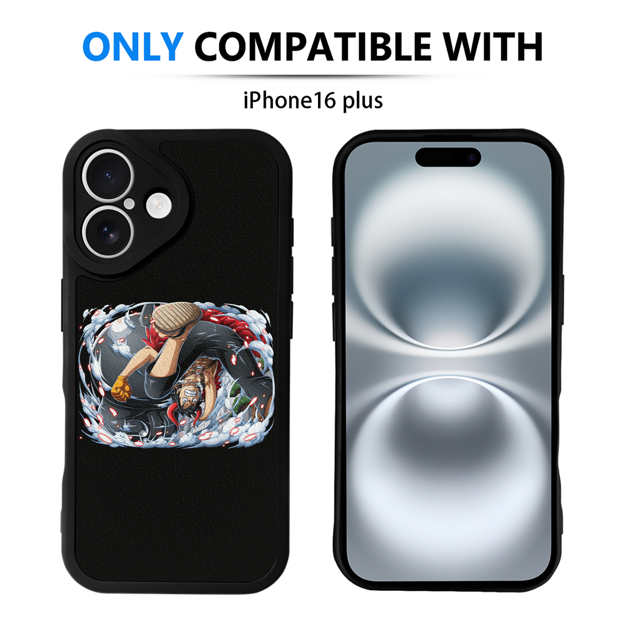 （画像用） ワンピース モンキー・D・ルフィ ONE PIECE Monkey D. Luffy 【iPhone 16シリーズ対応】シリコンスマホケース（レザー調） 材質：シリコン